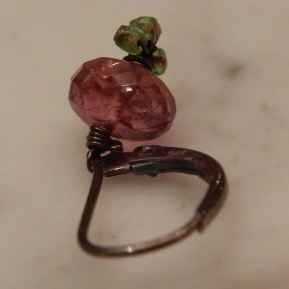 925 Silver and Faceted Pink Crystal Bead Single Dangle Earring - Picture 1 of 2